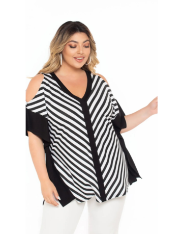 Μπλούζα ριγέ off shoulder