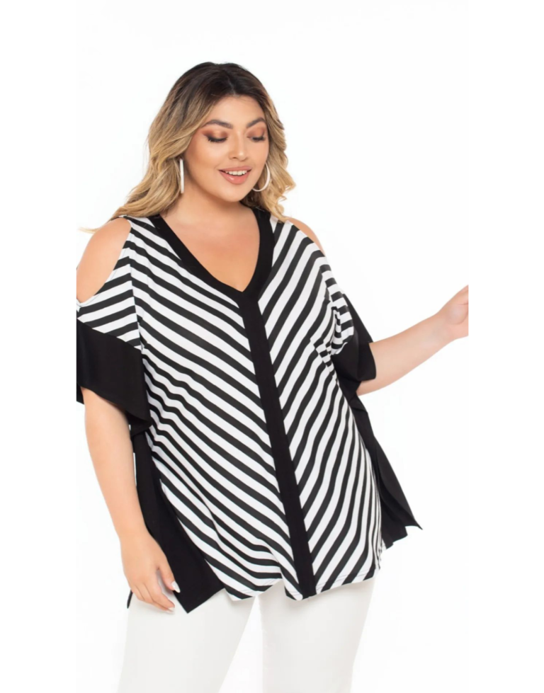 Μπλούζα ριγέ off shoulder