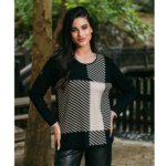 Πλεκτή μπλούζα δίχρωμη