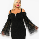 Maxi μαύρο glitter φόρεμα