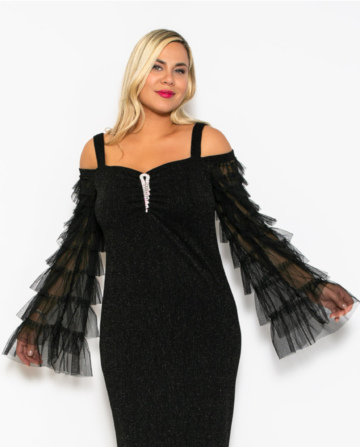 Maxi μαύρο glitter φόρεμα