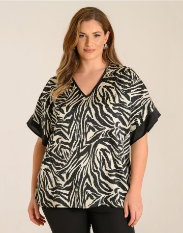 Μπλούζα σατέν animal print
