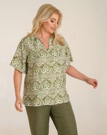 Μπλούζα εμπριμέ V neck