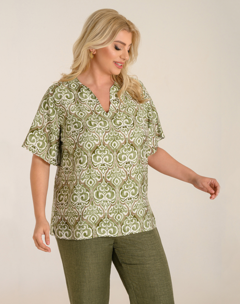 Μπλούζα εμπριμέ V neck