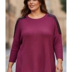 Μπλούζα πλεκτή με δερματίνη