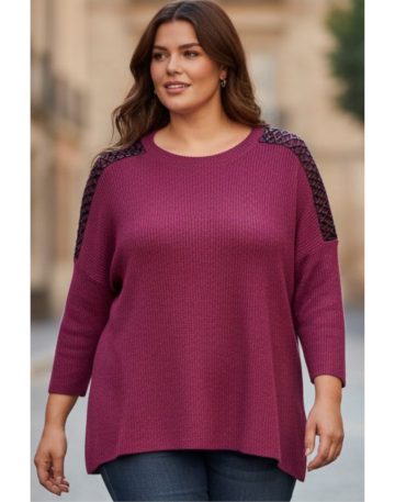 Μπλούζα πλεκτή με δερματίνη