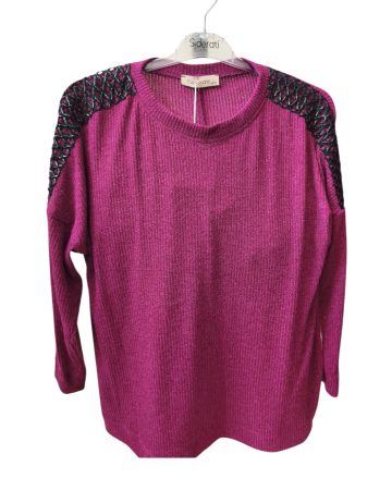 Μπλούζα πλεκτή με δερματίνη