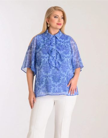 Μπλούζα μουσελίνα με κουμπιά