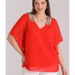 Μπλούζα μουσελίνα με τρέσα